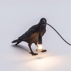 Bordlampe, ravn i harpiks, E14 Edison-pære, hvid eller sort
