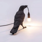 Bordlampe, ravn i harpiks, E14 Edison-pære, hvid eller sort