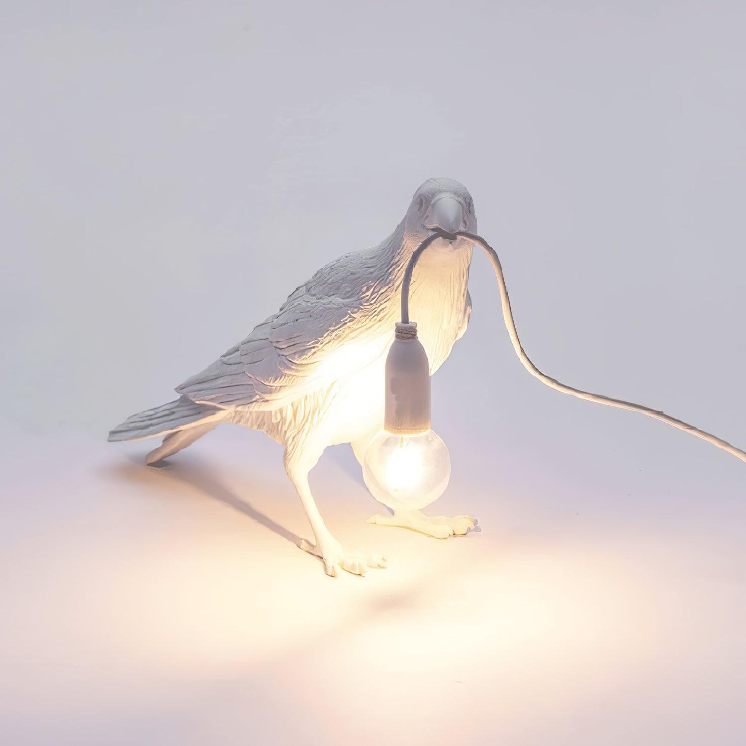 Bordlampe, ravn i harpiks, E14 Edison-pære, hvid eller sort