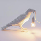 Bordlampe, ravn i harpiks, E14 Edison-pære, hvid eller sort