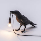 Bordlampe, ravn i harpiks, E14 Edison-pære, hvid eller sort