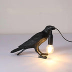 Bordlampe, ravn i harpiks, E14 Edison-pære, hvid eller sort