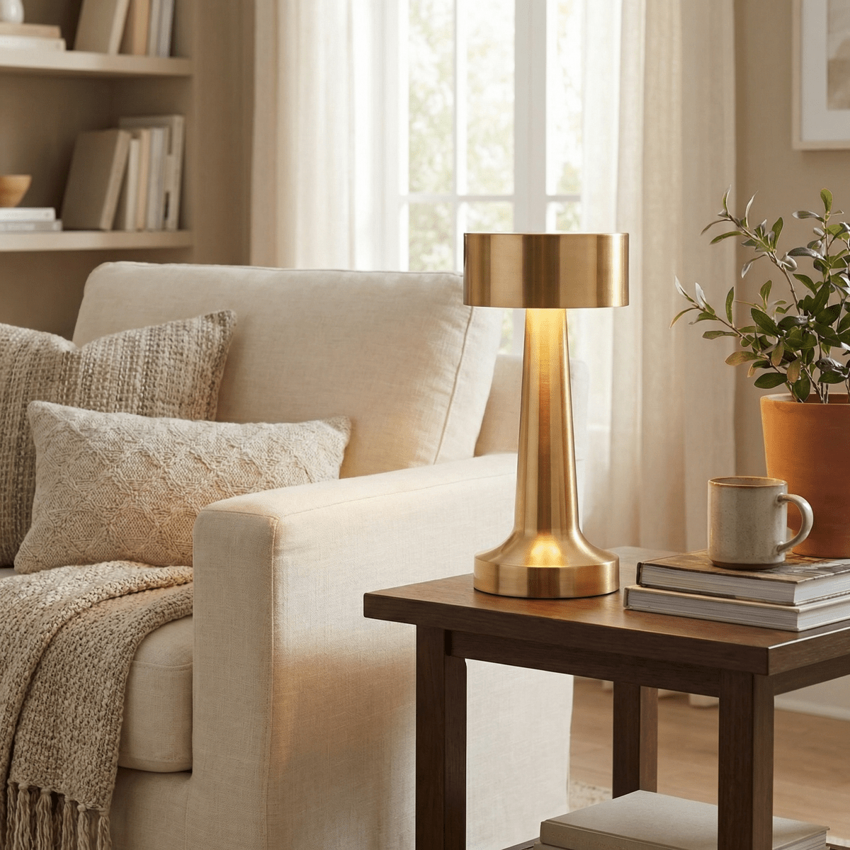 Rechargeable Touch Sensor Table Lamp With LED Illumination 15 Inches