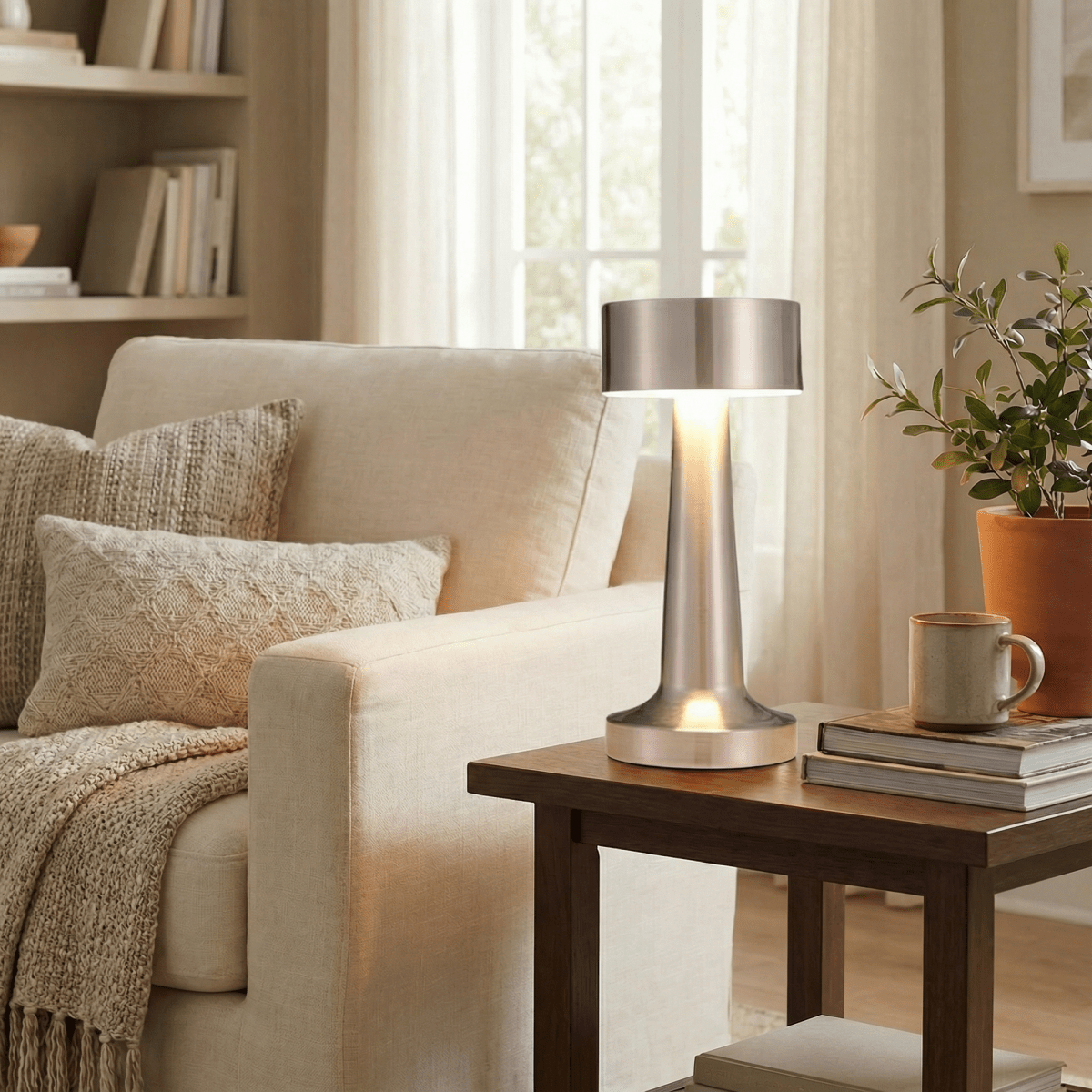 Rechargeable Touch Sensor Table Lamp With LED Illumination 15 Inches