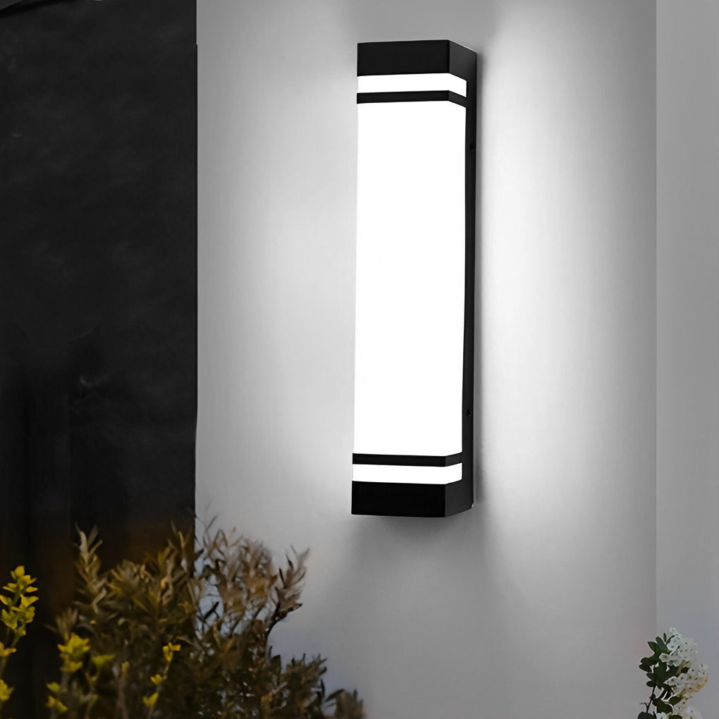 Rektangulært moderne LED udendørs væglampe, Serene stål og akryl væglampe