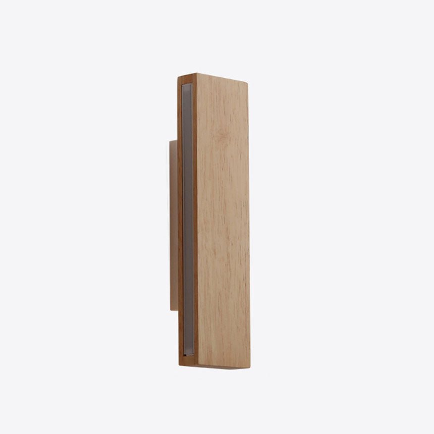 Wooden LED Wall Fixture With Warm Glow, Rectangular 12x6 Inches