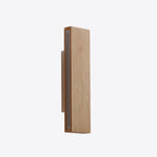 Wooden LED Wall Fixture With Warm Glow, Rectangular 12x6 Inches