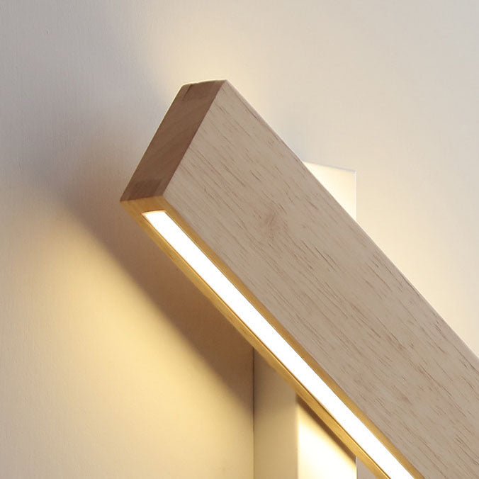 Wooden LED Wall Fixture With Warm Glow, Rectangular 12x6 Inches