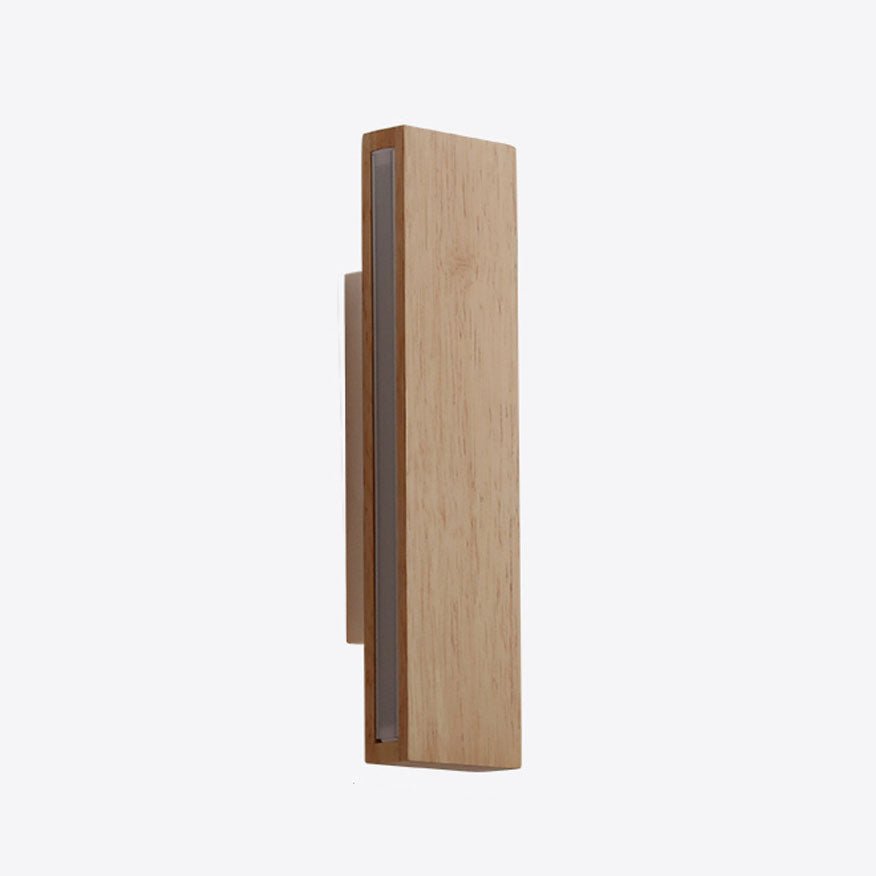 Wooden LED Wall Fixture With Warm Glow, Rectangular 12x6 Inches