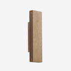 Wooden LED Wall Fixture With Warm Glow, Rectangular 12x6 Inches