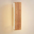Wooden LED Wall Fixture With Warm Glow, Rectangular 12x6 Inches