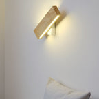 Wooden LED Wall Fixture With Warm Glow, Rectangular 12x6 Inches