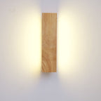 Wooden LED Wall Fixture With Warm Glow, Rectangular 12x6 Inches
