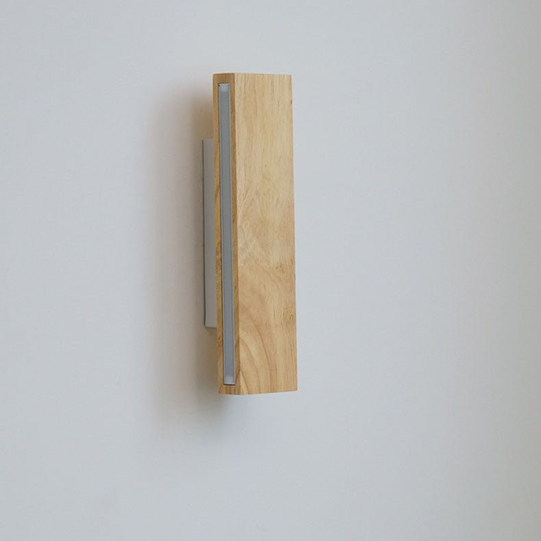 Wooden LED Wall Fixture With Warm Glow, Rectangular 12x6 Inches