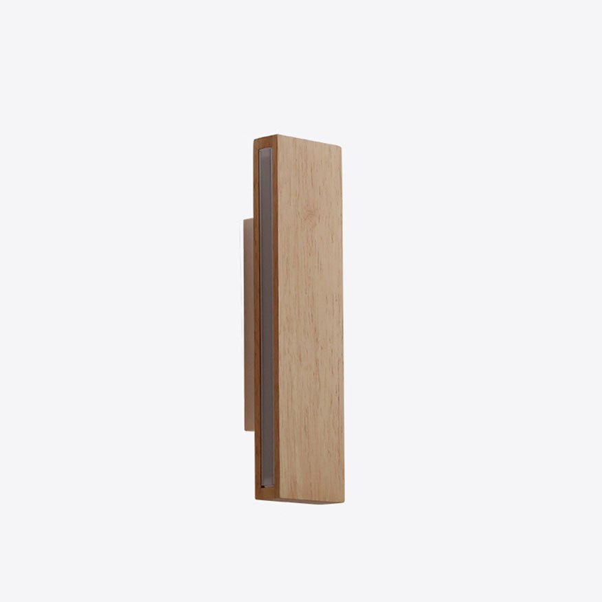 Wooden LED Wall Fixture With Warm Glow, Rectangular 12x6 Inches