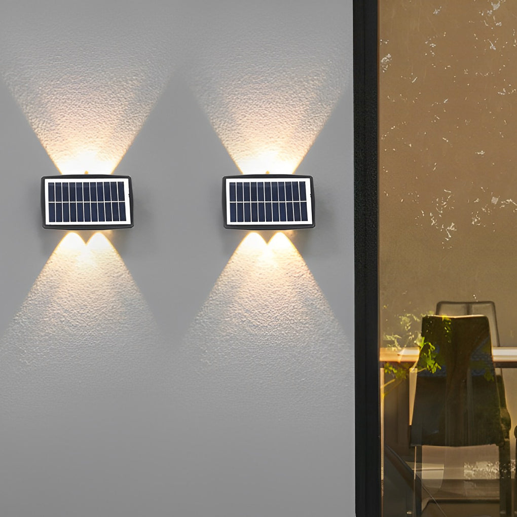 Soldier Solar LED Rectangular Outdoor Wall Lamp, Black ABS