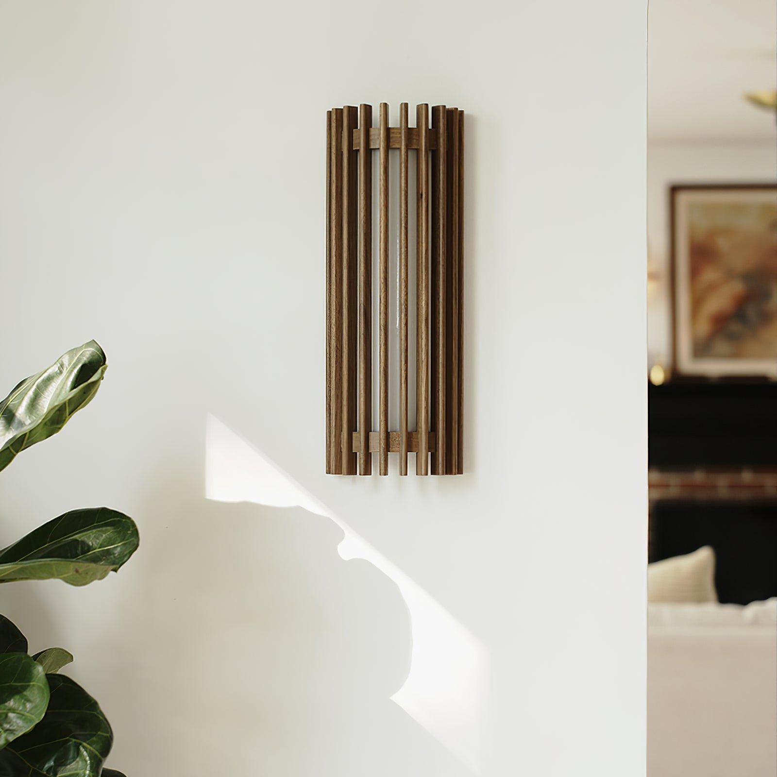Muto Walnut Wood Wall Lamp, Hardwired Indoor Sconce, Integrated LED