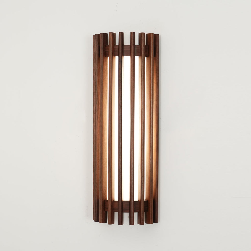 Muto Walnut Wood Wall Lamp, Hardwired Indoor Sconce, Integrated LED
