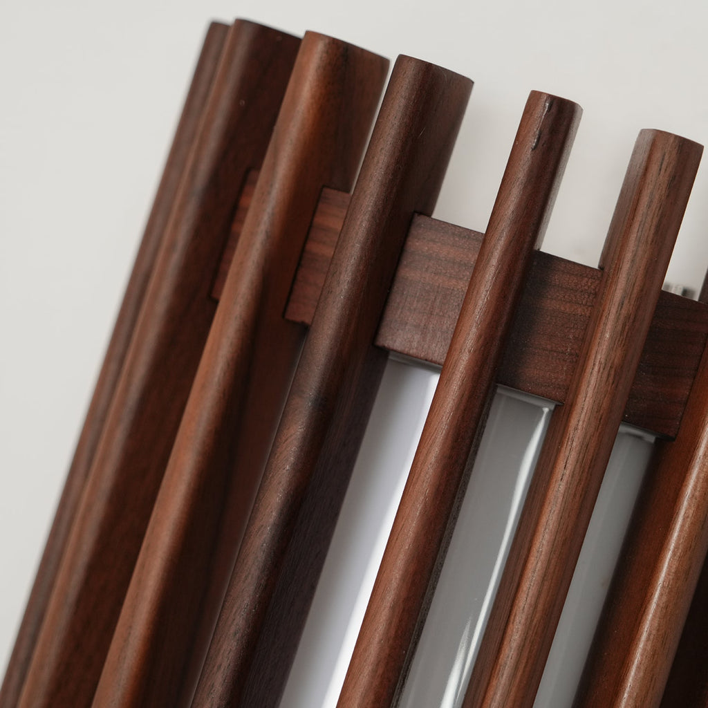 Muto Walnut Wood Wall Lamp, Hardwired Indoor Sconce, Integrated LED