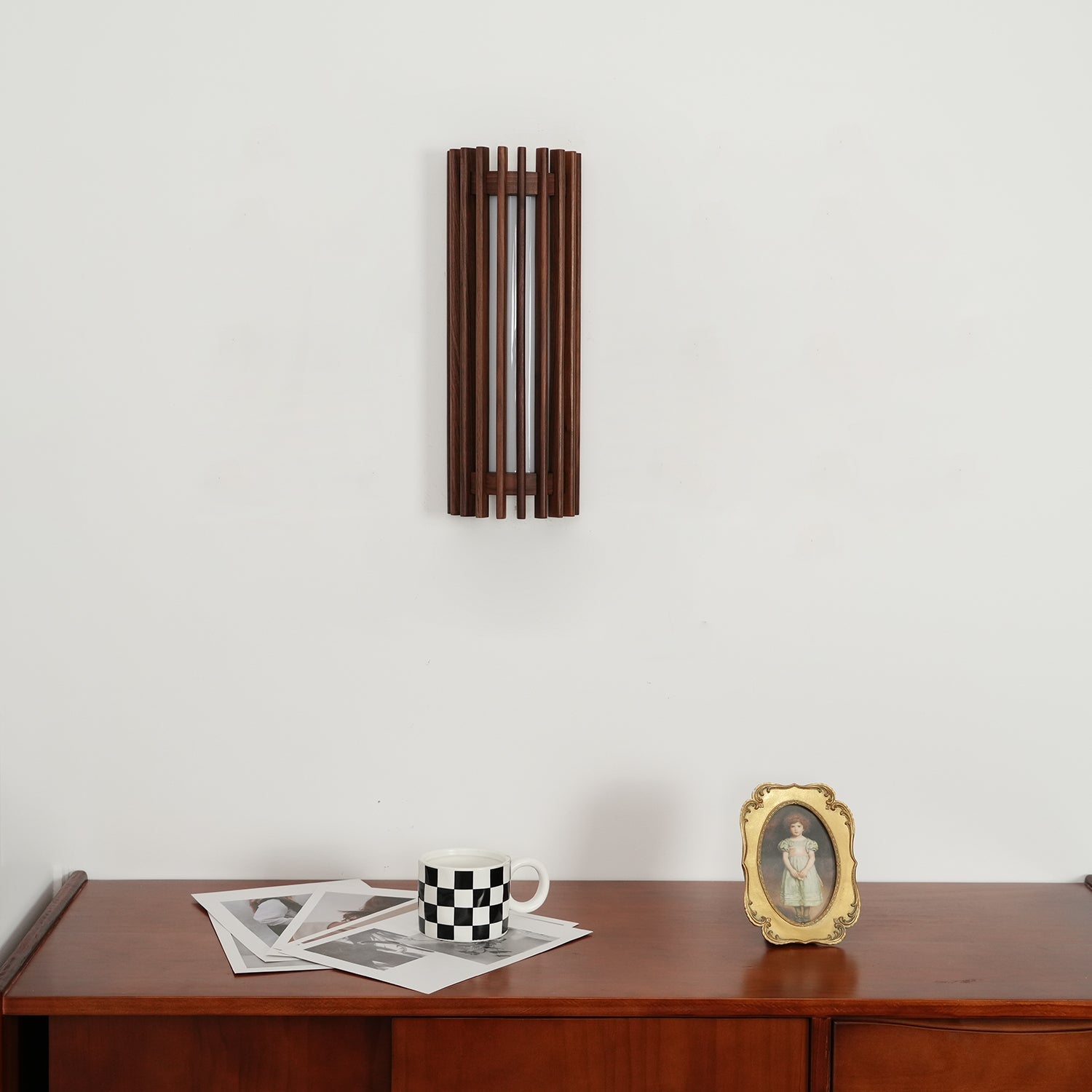 Muto Walnut Wood Wall Lamp, Hardwired Indoor Sconce, Integrated LED