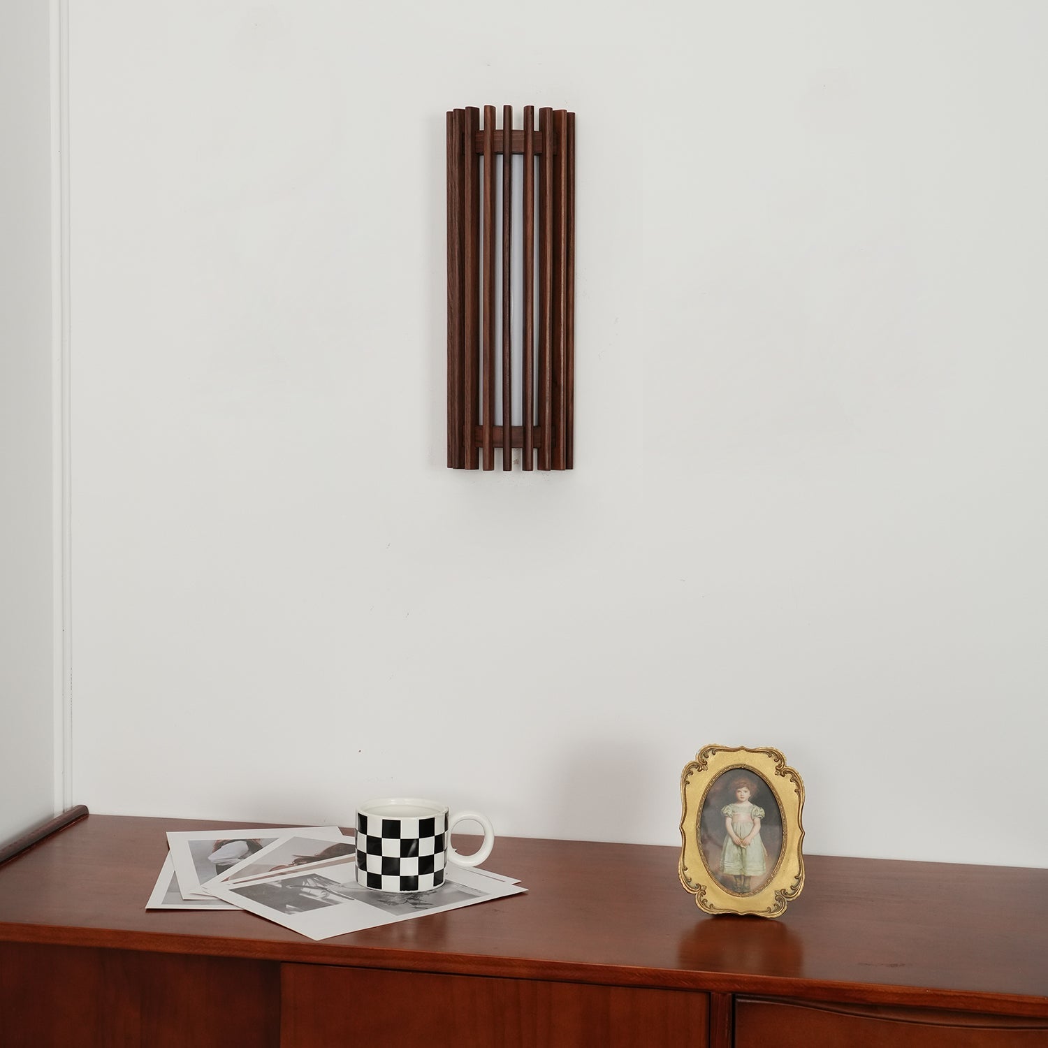 Muto Walnut Wood Wall Lamp, Hardwired Indoor Sconce, Integrated LED
