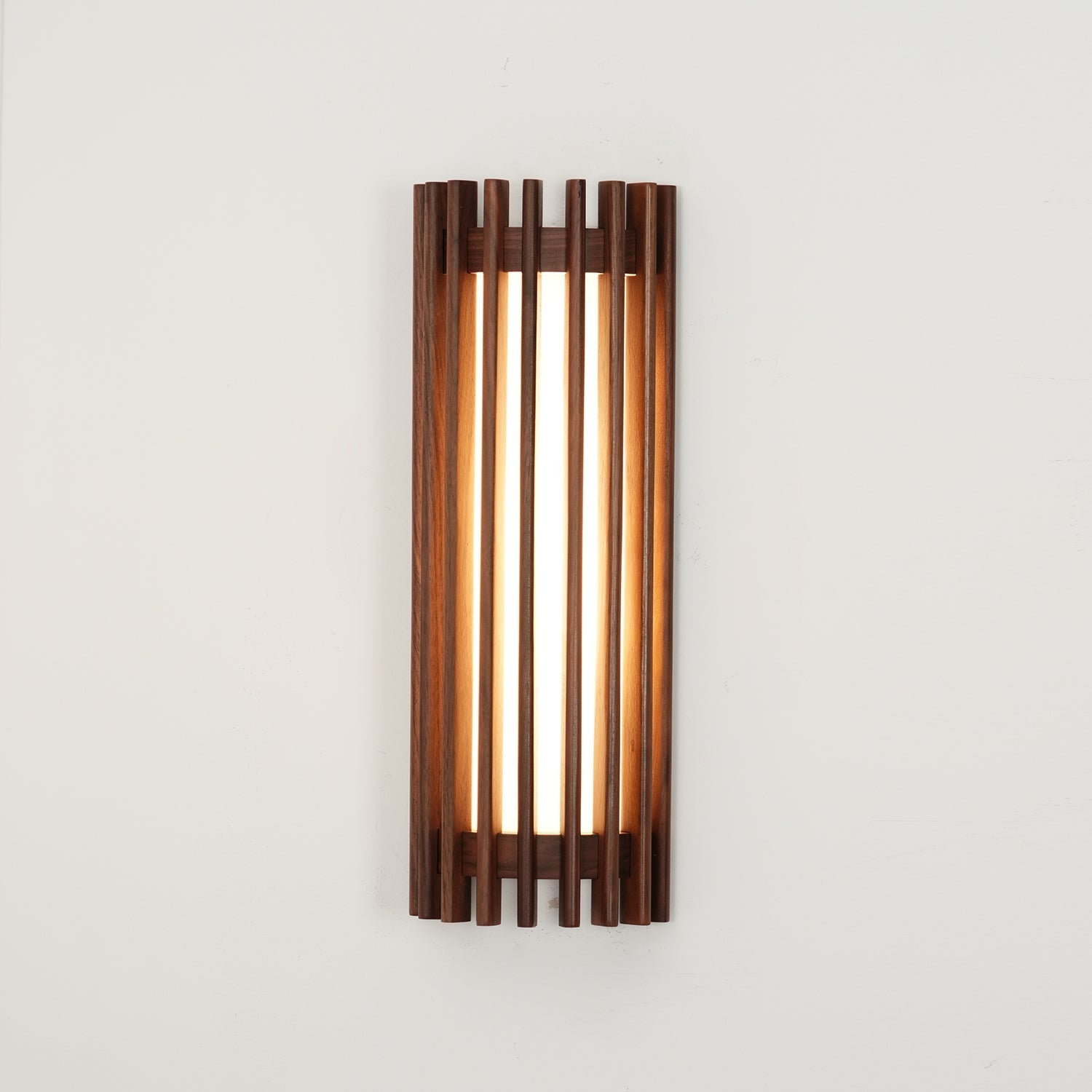Muto Walnut Wood Wall Lamp, Hardwired Indoor Sconce, Integrated LED
