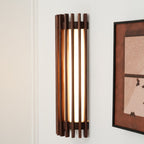 Muto Walnut Wood Wall Lamp, Hardwired Indoor Sconce, Integrated LED