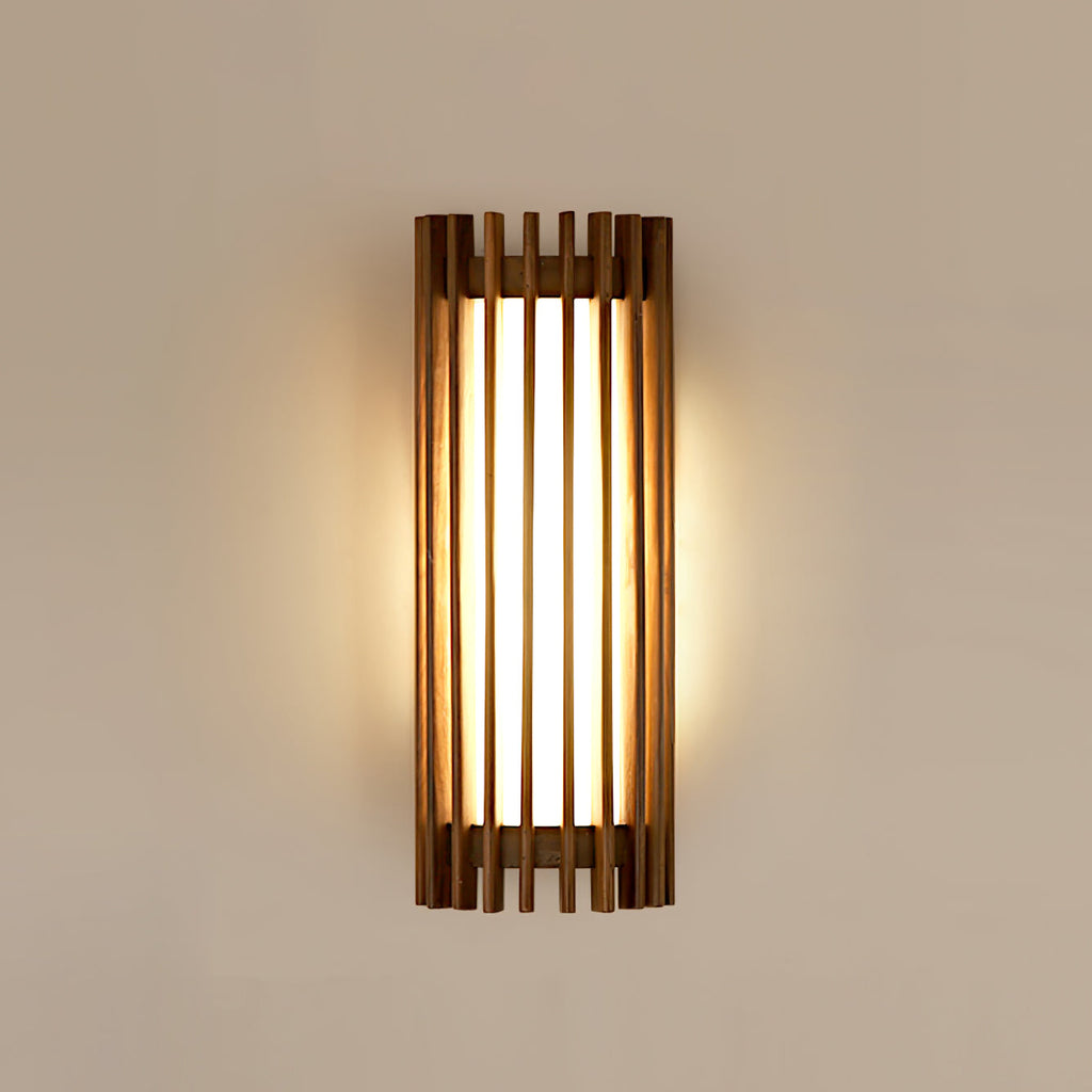 Muto Walnut Wood Wall Lamp, Hardwired Indoor Sconce, Integrated LED