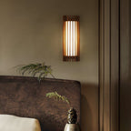 Muto Walnut Wood Wall Lamp, Hardwired Indoor Sconce, Integrated LED