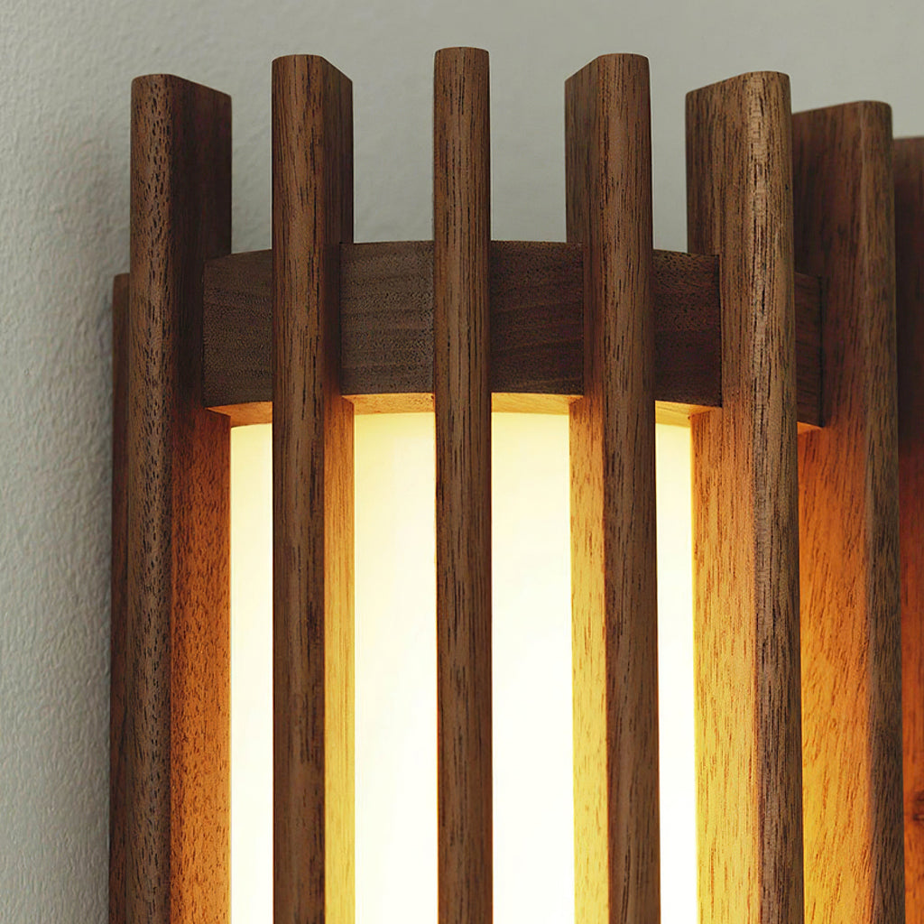 Muto Walnut Wood Wall Lamp, Hardwired Indoor Sconce, Integrated LED