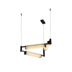 Arsorara Brass Chandelier With Alabaster Shade, Black or White, Integrated LED