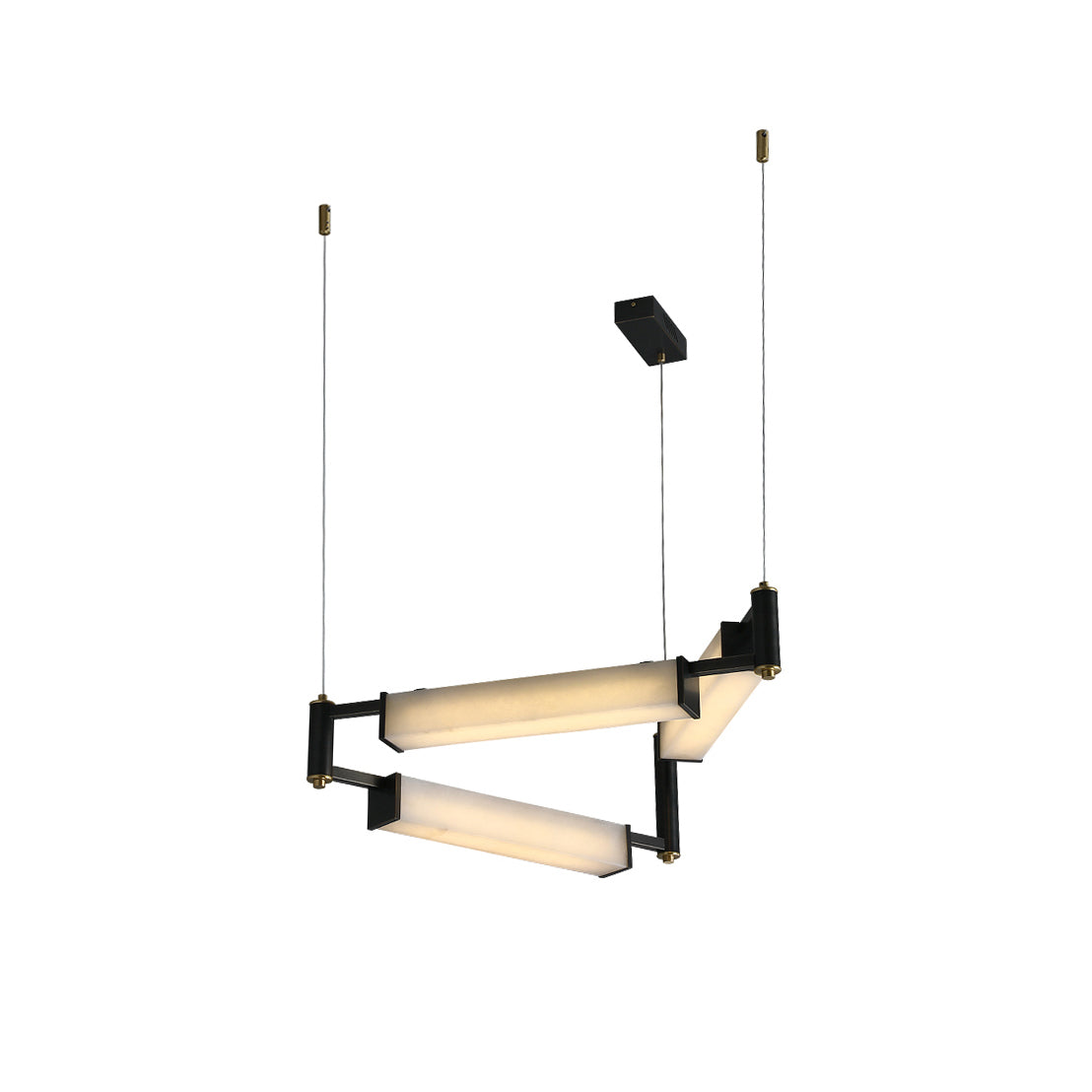 Arsorara Brass Chandelier With Alabaster Shade, Black or White, Integrated LED