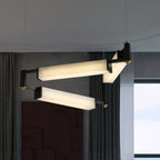 Arsorara Brass Chandelier With Alabaster Shade, Black or White, Integrated LED
