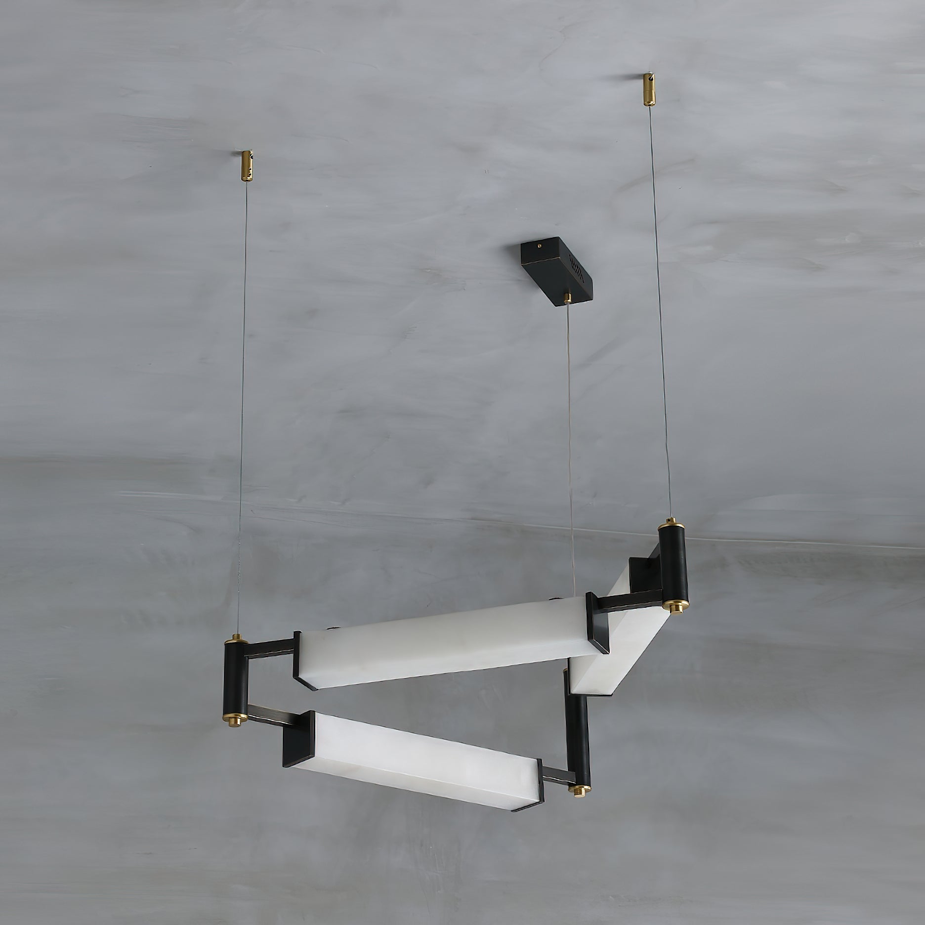 Arsorara Brass Chandelier With Alabaster Shade, Black or White, Integrated LED