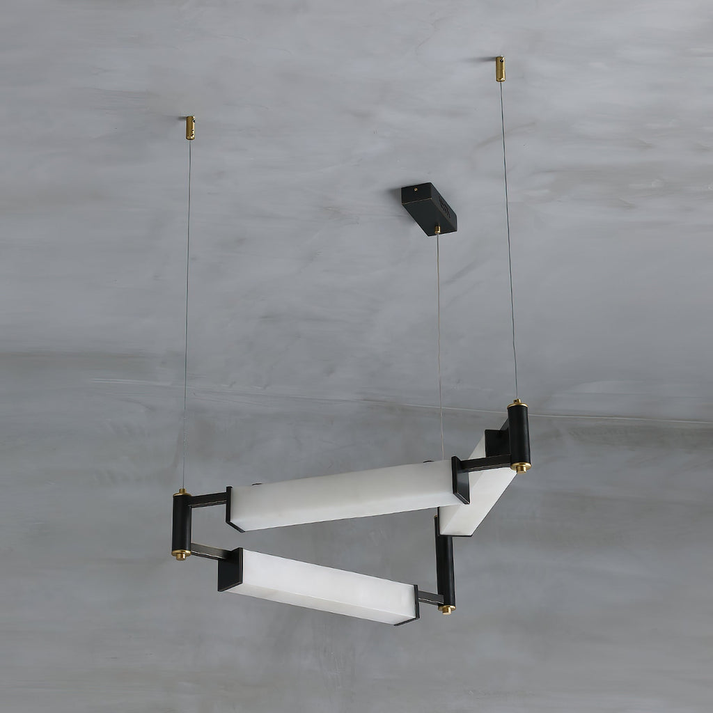 Arsorara Brass Chandelier With Alabaster Shade, Black or White, Integrated LED