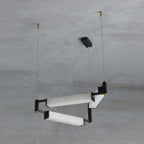 Arsorara Brass Chandelier With Alabaster Shade, Black or White, Integrated LED