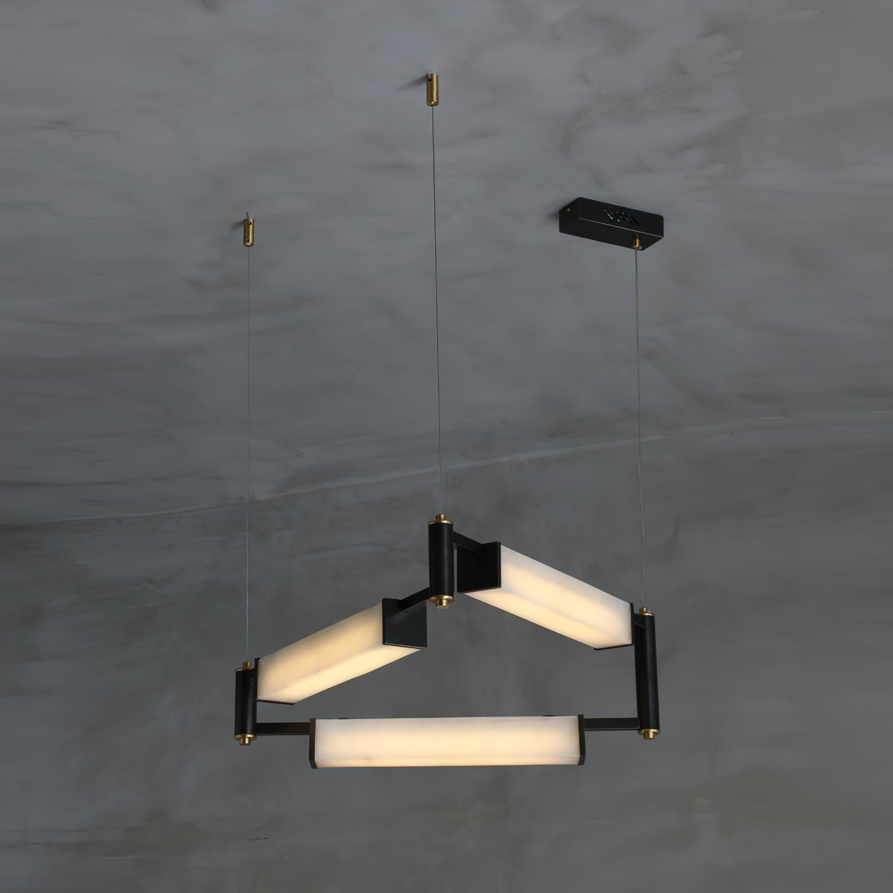 Arsorara Brass Chandelier With Alabaster Shade, Black or White, Integrated LED