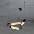 Arsorara Brass Chandelier With Alabaster Shade, Black or White, Integrated LED