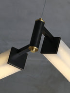Arsorara Brass Chandelier With Alabaster Shade, Black or White, Integrated LED