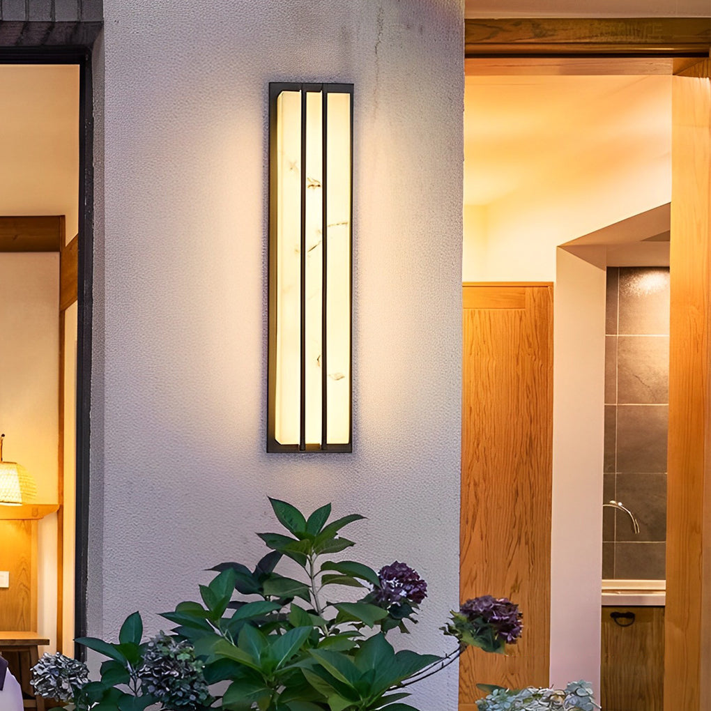 Retro resin væglampe med skærm i marmorlook, LED udendørs væglampe