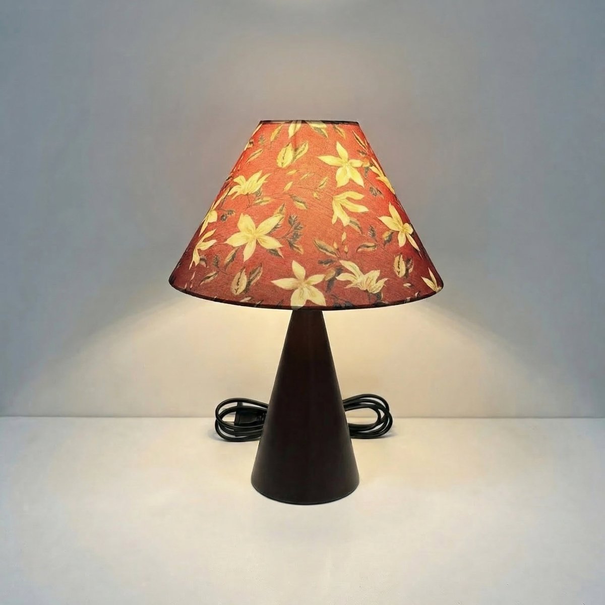 Vintage Look Table Lamp, Shade Diffused Through Fabric, 14 Inch Tall