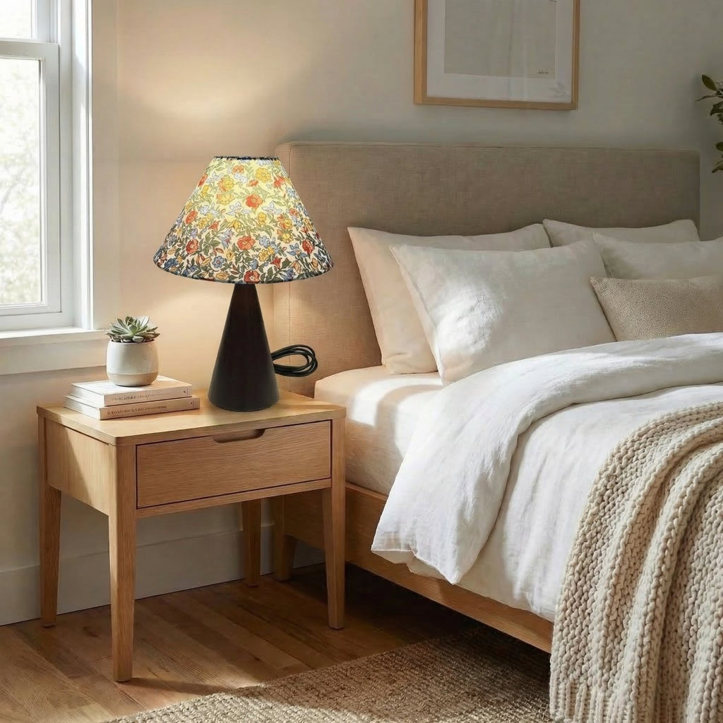 Vintage Look Table Lamp, Shade Diffused Through Fabric, 14 Inch Tall