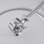 Close-up of the chrome ball joint and curved stem on this Clérachic desk lamp.