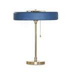 Revolve bordlampe, skærm i drejet metal, opal diffusor, jernfod, G9