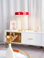 Revolve bordlampe, skærm i drejet metal, opal diffusor, jernfod, G9