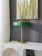 Revolve table lamp with pull chain and gold base