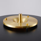 Revolve bordlampe, skærm i drejet metal, opal diffusor, jernfod, G9