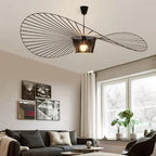 Ribbed Metal Hanging Light With Hat Shape 12-Inch Ceiling Fixture