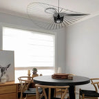 Ribbed Metal Hanging Light With Hat Shape 12-Inch Ceiling Fixture