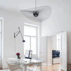 Ribbed Metal Hanging Light With Hat Shape 12-Inch Ceiling Fixture
